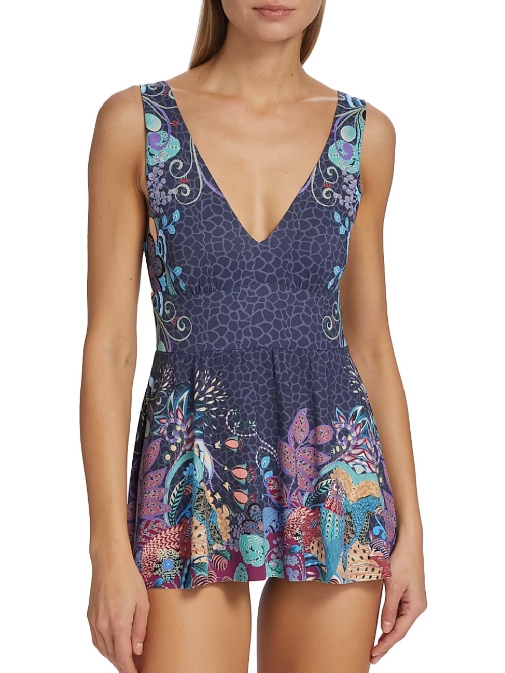 Johnny Was Sea Owl Skirted One-Piece Swimsuit Boho